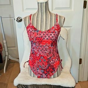 Maurices/American Beach One Piece Women Swimsuit Side Ruching W/Ties Size L